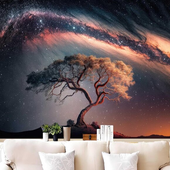 New Tree of Life Galaxy Tapestry, Starry Sky Wall Art for Room Decor, 51x60In - Picture 1 of 8